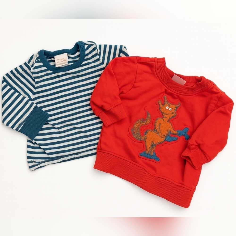 Hanna Andersson 3-6mo Bundle - Dr Suess Fox in Socks & Stripe Long Sleeve Shirt